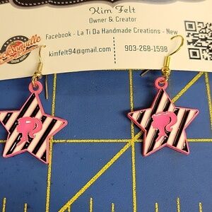 Barbie Dangle Star Earrings Pink